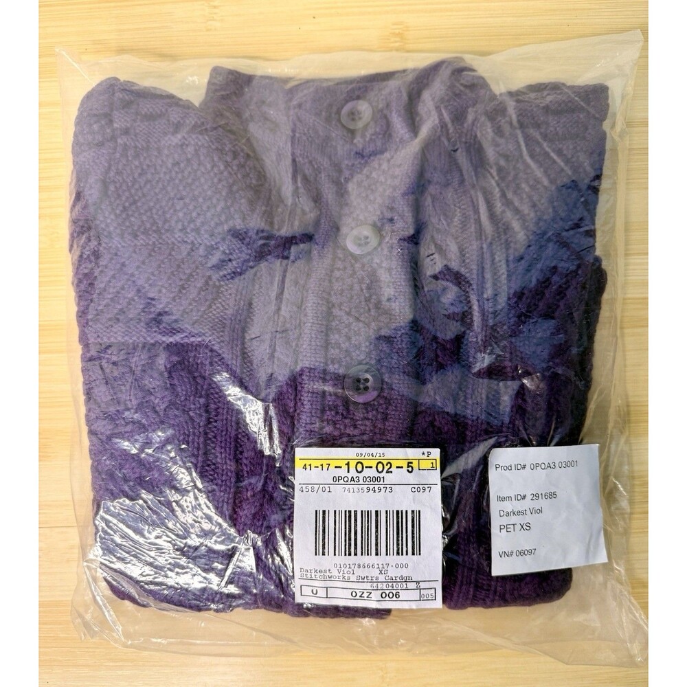 NWT L.L. Bean Sweater Women’s XS Petite Stitchworks Cardigan Purple